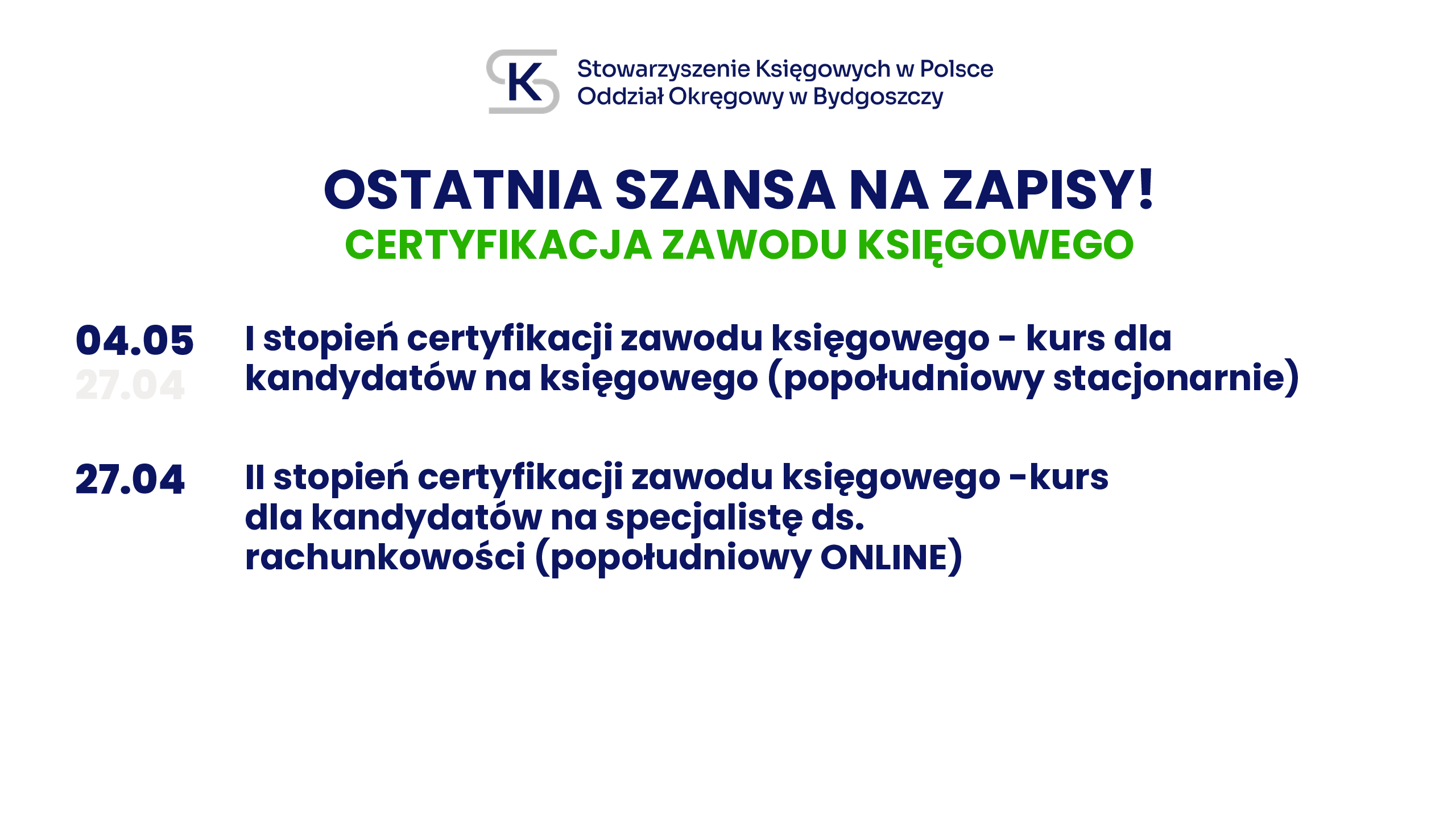 Najbliższe terminy kursów certyfikowanych